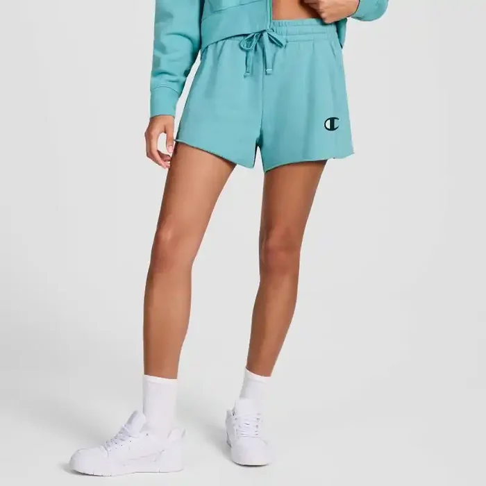 Champion Women‘s French Terry Pull-On Shorts – Teal Blue XS