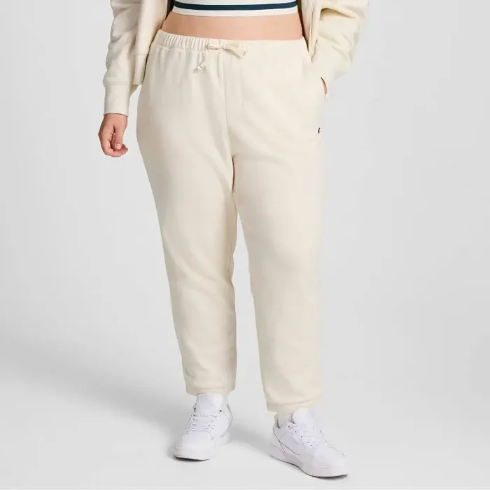 Champion Women‘s High-Rise Cropped French Terry Sweatpants – Cream S
