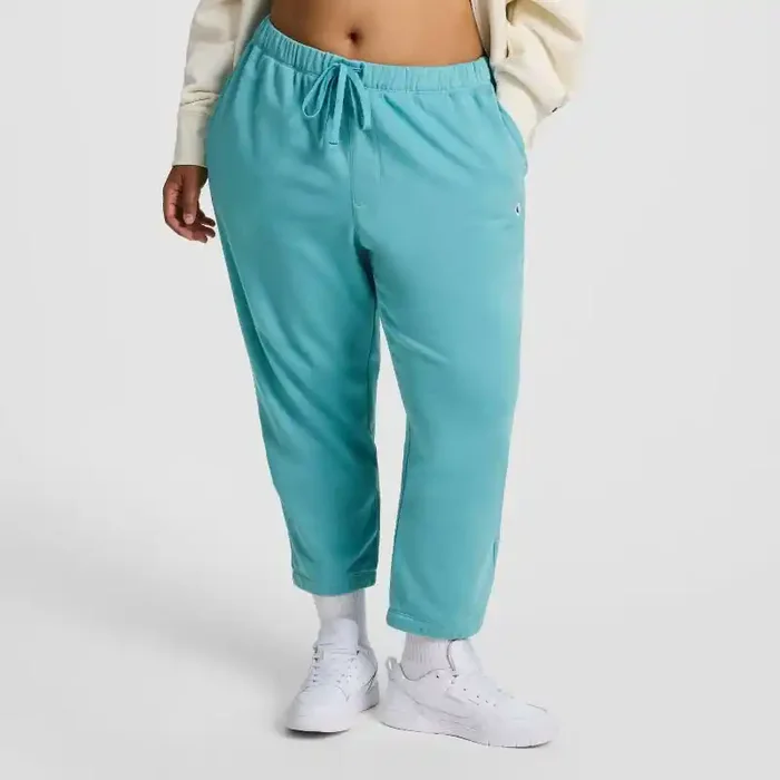 Champion Women‘s High-Rise Cropped French Terry Sweatpants – Teal Blue S