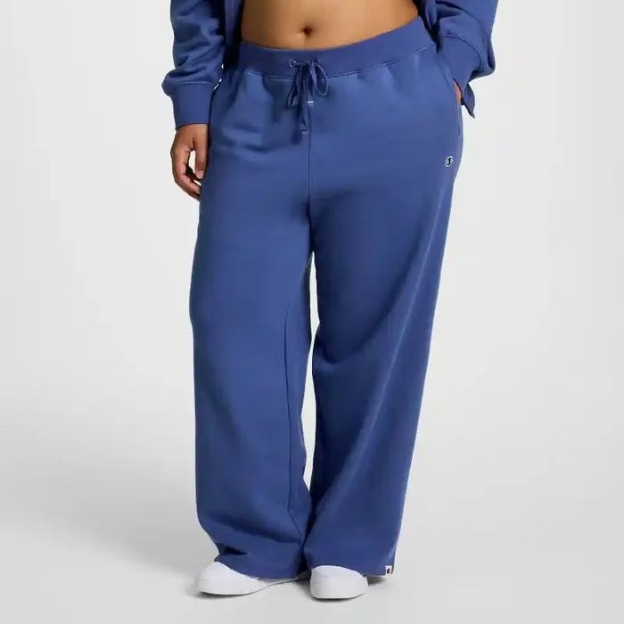 Champion Women‘s High-Rise Fleece Wide Leg Sweatpants – Blue XXL