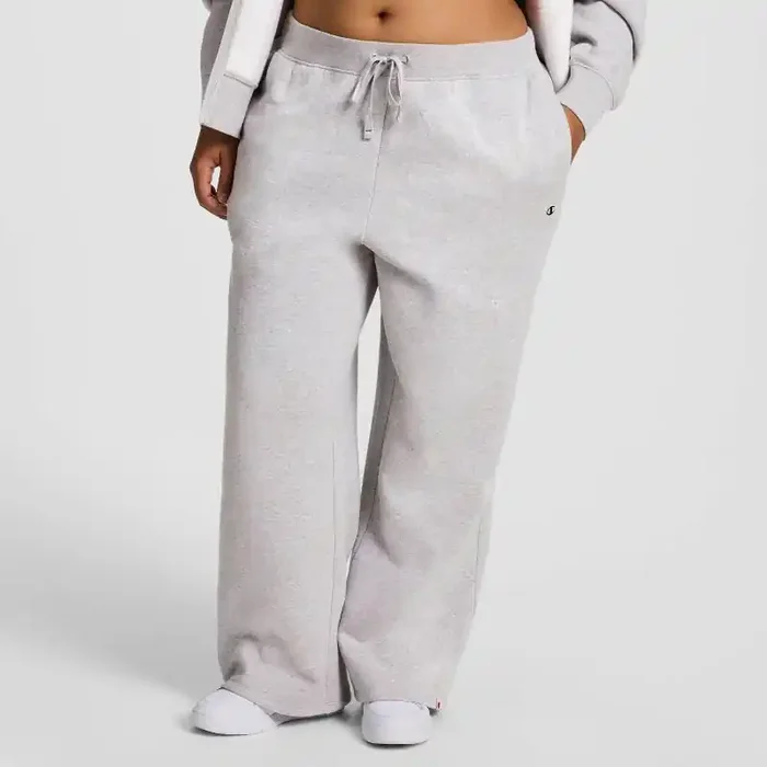 Champion Women‘s High-Rise Fleece Wide Leg Sweatpants – Heather Gray XXL