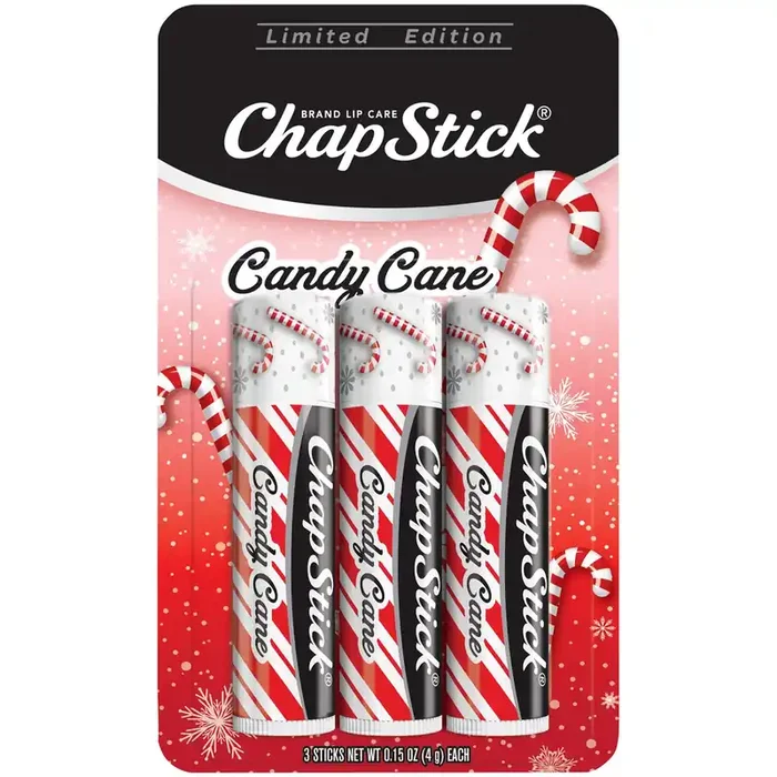 ChapStick (Candy Cane Flavor, 0.15 Ounce, 3 Sticks) Lip Balm Tube, Skin Protectant, Lip Care