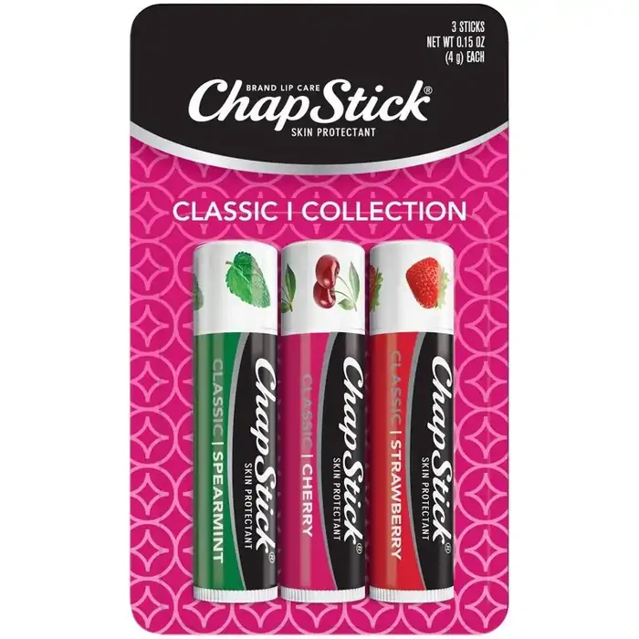 Chapstick Classic Variety Pack Lip Balm – Cherry, Strawberry, & Spearmint – 3ct/0.45oz