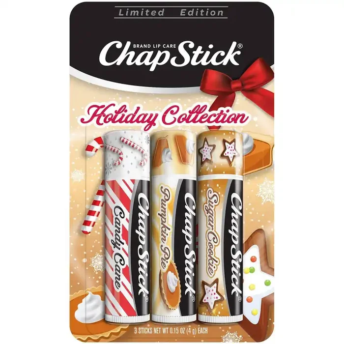 Chapstick Holiday Collection Lip Balm – Candy Cane, Pumpkin Pie & Sugar Cookie