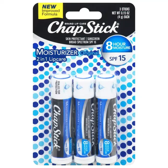 ChapStick Moisturizer Original Lip Balm Tubes – 0.15 Oz (Pack of 3)