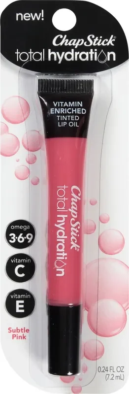 ChapStick Total Hydration Vitamin Enriched Subtle Pink Tinted Lip Oil Tube – 0.24 Oz
