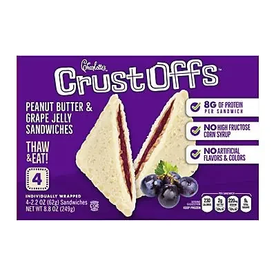 Charlotte‘s Crust Offs Peanut Butter & Grape Jelly Sandwiches 4 – 2.2 oz Sandwiches