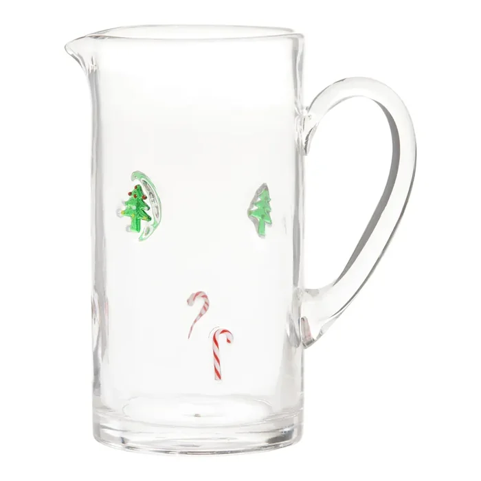 Charm Christmas Tree and Candy Inlay Glass Pitcher