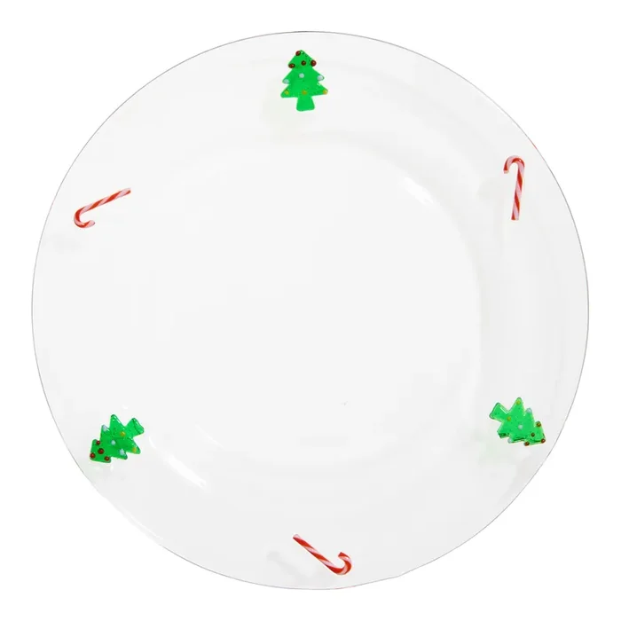 Charm Christmas Tree and Candy Inlay Glass Salad Plate