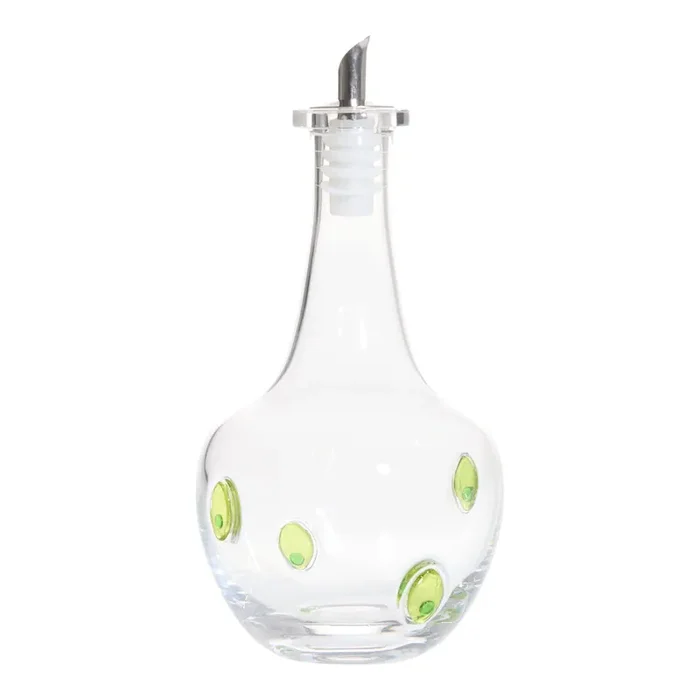 Charm Olive Inlay Glass Oil Bottle with Spout