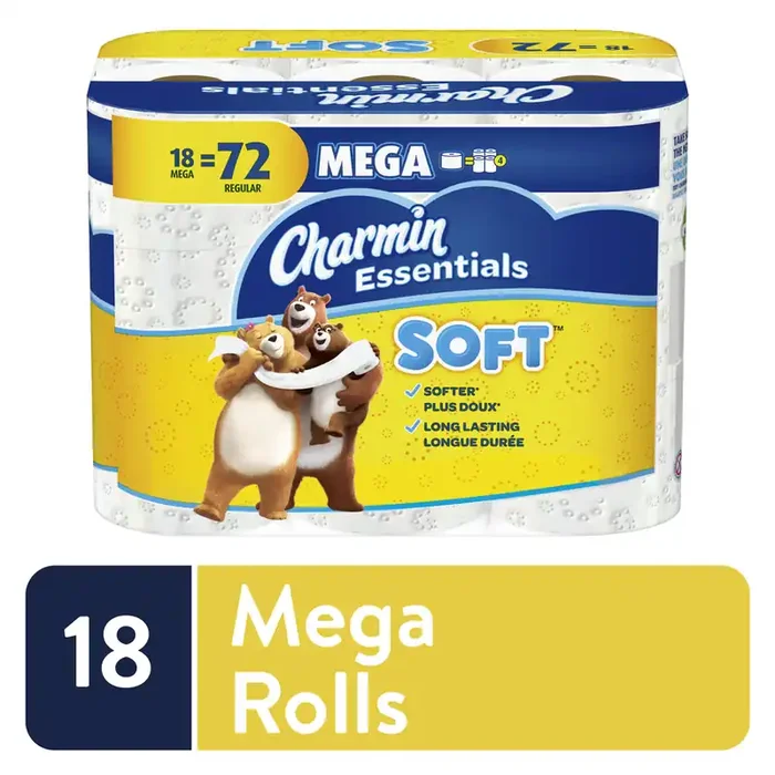 Charmin Essentials Soft Toilet Paper, 18 Mega Rolls