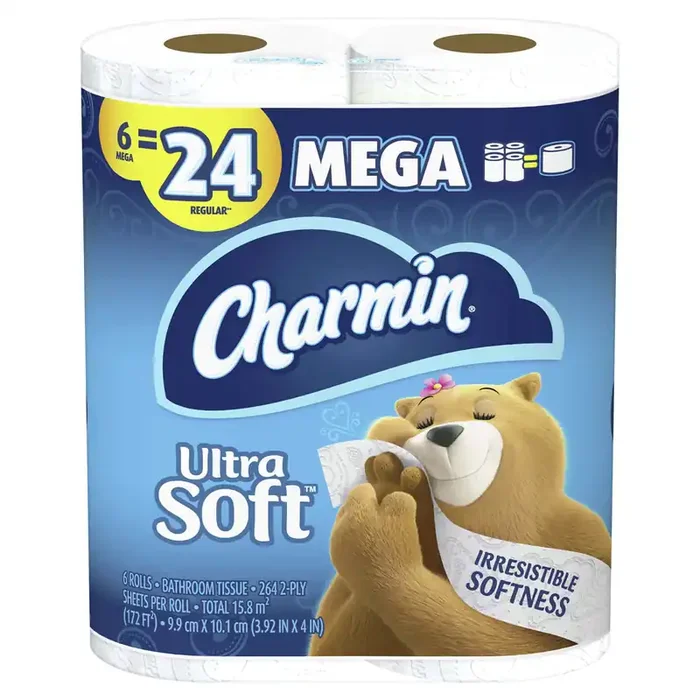 Charmin Mega Roll Ultra Soft 2-Ply Unscented Bathroom Tissue 6 ea