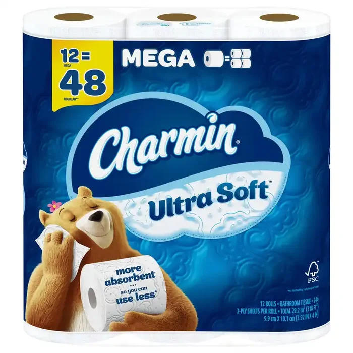 Charmin Ultra Soft Toilet Paper 12 Mega Rolls, 244 Sheets Per Roll