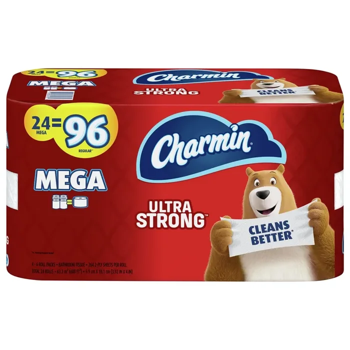 Charmin Ultra Strong Toilet Paper 24 Mega Roll, 264 Sheets Per Roll
