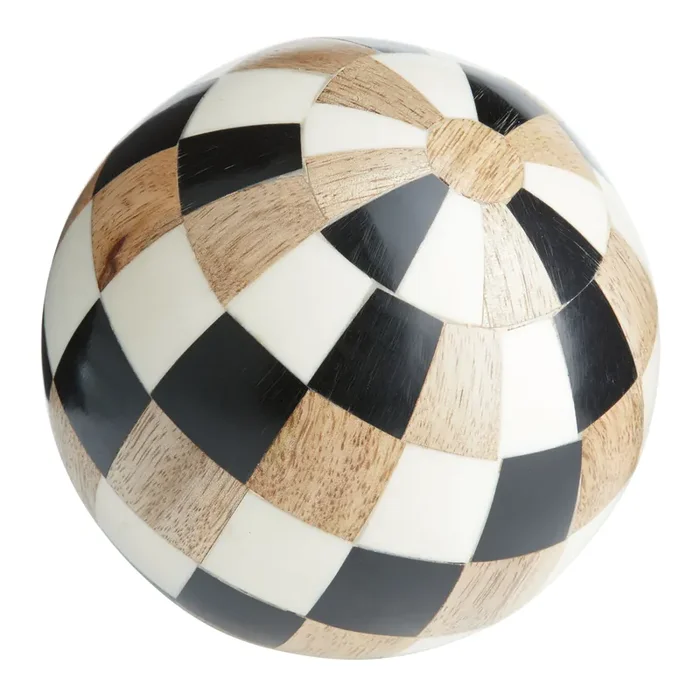 Checkered Bone Inlay Ball Decor