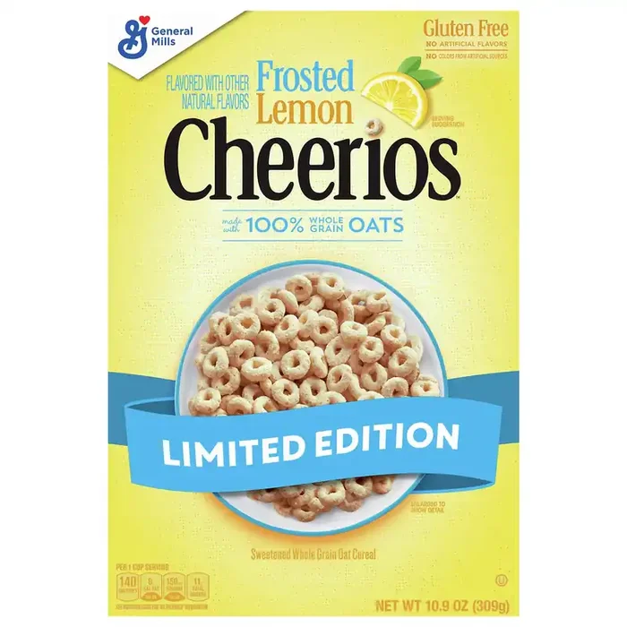 Cheerios Frosted Lemon Cheerios Cereal, Gluten Free Cereal With Whole Grain Oats, Limited Edition, 10.9 oz