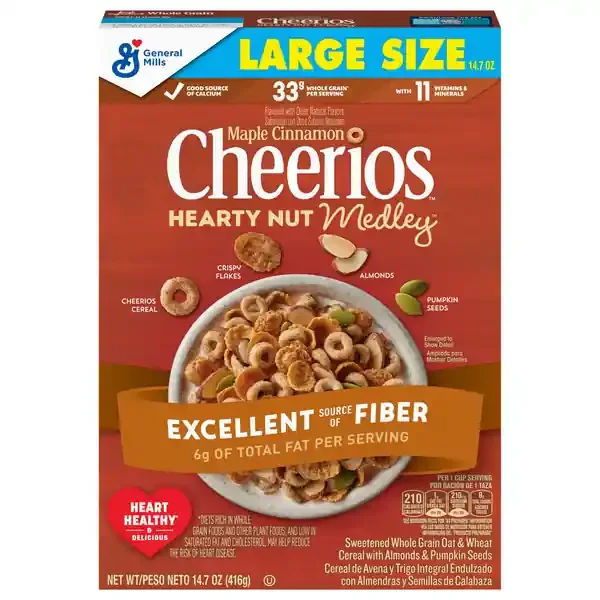 Cheerios Maple Cinnamon Hearty Nut Medley Cereal Large Size