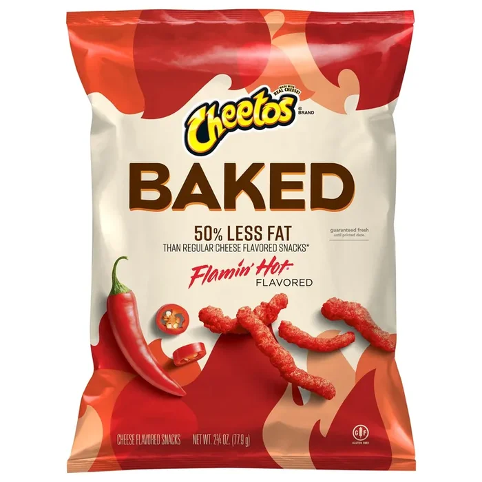 Cheetos Baked Cheese Flavored Snacks Flamin‘ Hot Flavored 2 3/4 Oz