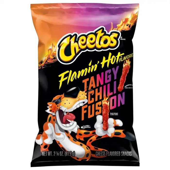 Cheetos Cheese Flavored Snacks Flamin‘ Hot Tangy Chili Fusion 2 7/8 Oz