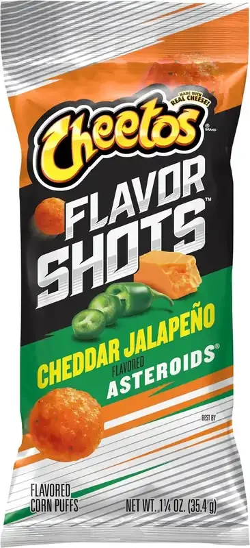 Cheetos Flavored Corn Puffs Asteroids Cheddar Jalapeno Flavored 1 1/4 Oz