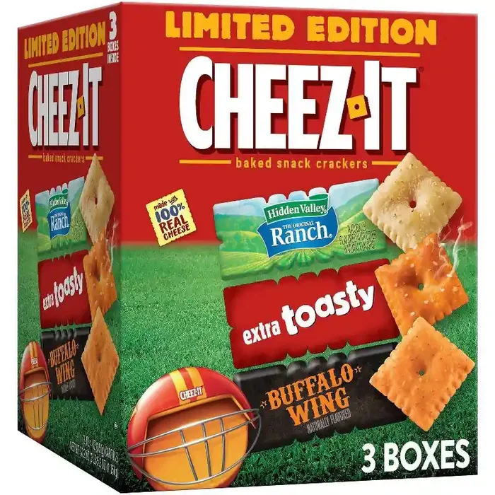 Cheez-It Cheese Crackers, Baked Snack Crackers, Limited Edition Football Snacks, Variety Pack, 37.2oz Box, 3 Boxes