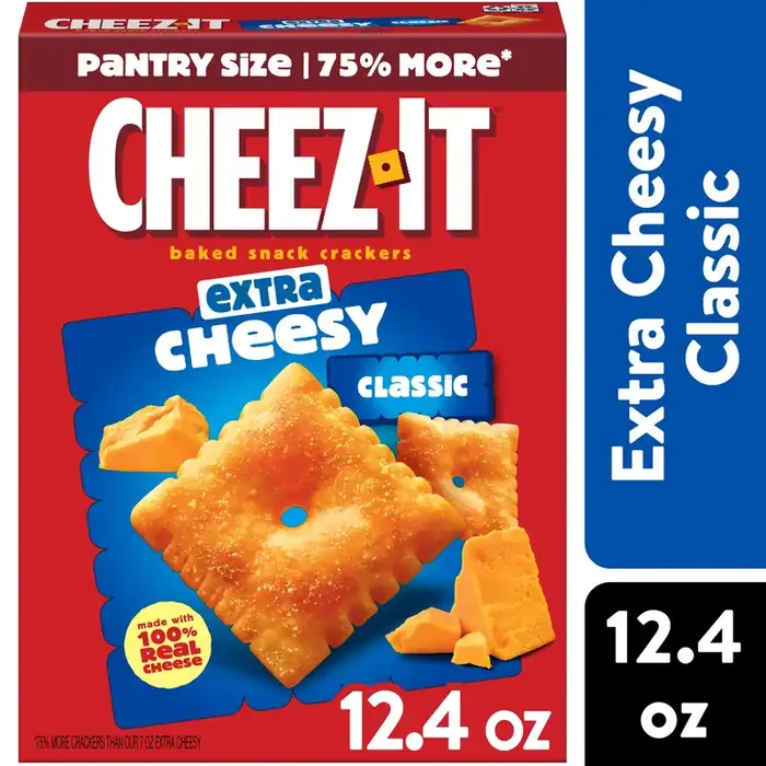 Cheez-It Cheese Crackers, Baked Snack Crackers, Lunch Snacks, Extra Cheesy, , 1 Box – 12.4 oz