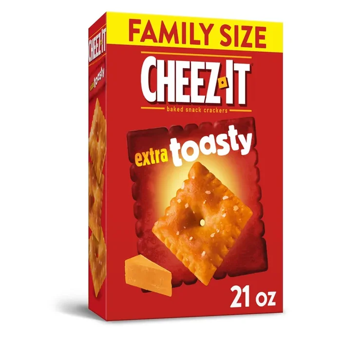 Cheez-It Cheese Crackers, Baked Snack Crackers, Lunch Snacks, Family Size, Extra Toasty, , 1 Box – 21 oz