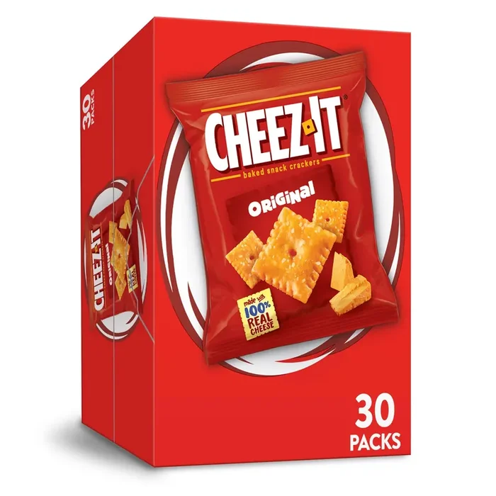 Cheez-It Cheese Crackers, Baked Snack Crackers, Lunch Snacks, Original, 30oz Box, 30 Packs
