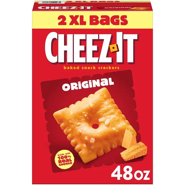 Cheez-It Cheese Crackers, Baked Snack Crackers, Lunch Snacks, Original, 48oz Box, 2 Bags
