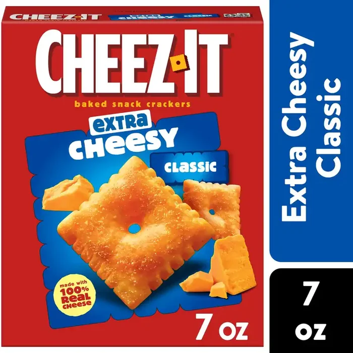 Cheez-It Cheese Crackers, Baked Snack Crackers, Office and Kids Snacks, Extra Cheesy, 7oz Box, 1 Box