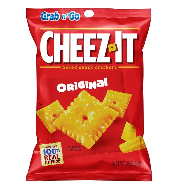 Cheez-It Cheese Crackers, Baked Snack Crackers, Office and Kids Snacks, Original, 3oz Bag, 1 Bag
