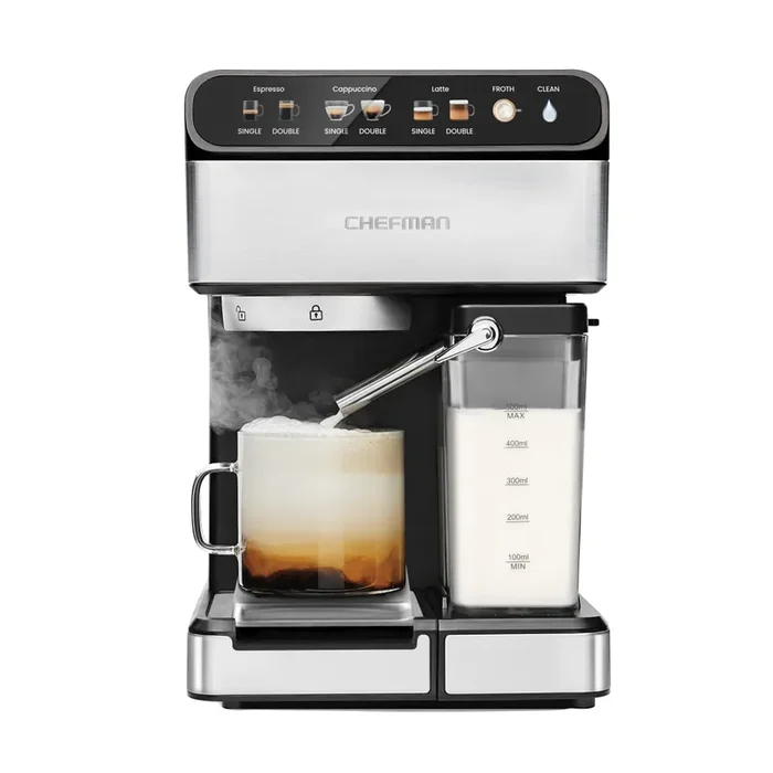 Chefman 15-Bar Barista Pro Digital 6-in-1 Espresso Machine w Integrated Milk Frother