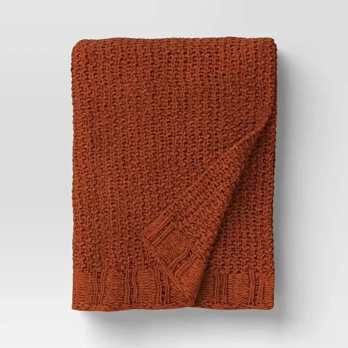 Chenille Knit Throw Orange – Threshold™