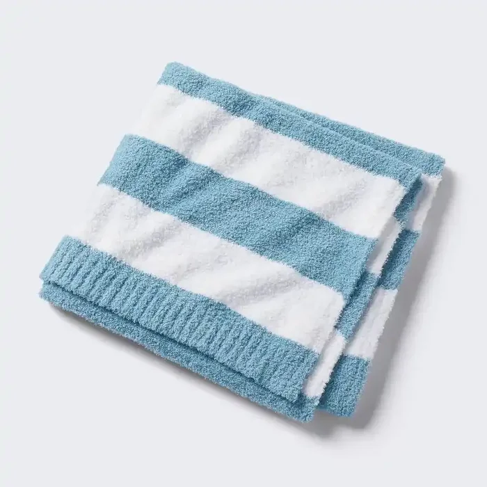 Chenille Stripe Baby Blanket – Blue and White Stripe – Cloud Island™