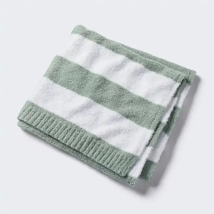 Chenille Stripe Baby Blanket – Green and White Stripe – Cloud Island™