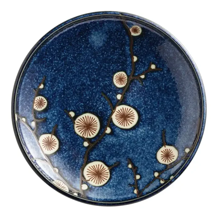 Cherry Blossom Blue Porcelain Salad Plate Set Of 6