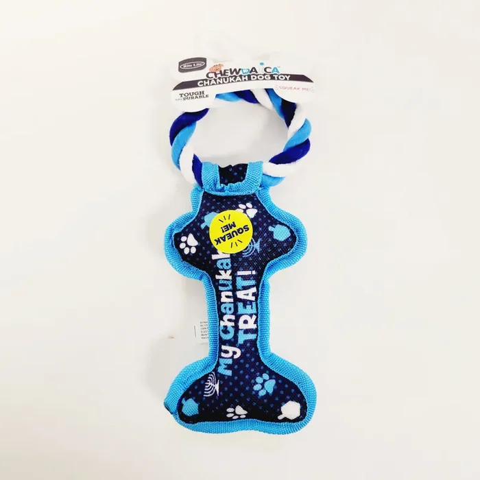 Chewdaica Chanukah Bone Squeaky Dog Toy