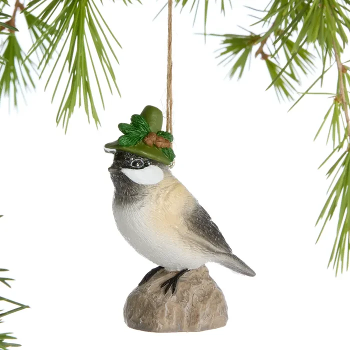 Chickadee with Green Hat Ornament