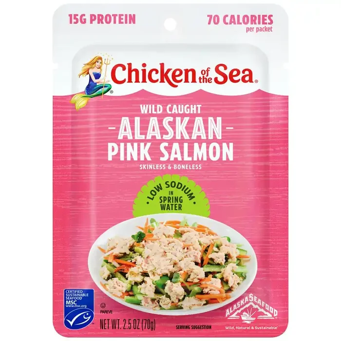 Chicken of the Sea Wild Caught Alaskan Pink Salmon in Spring Water Packet, Low Sodium 2.5 oz