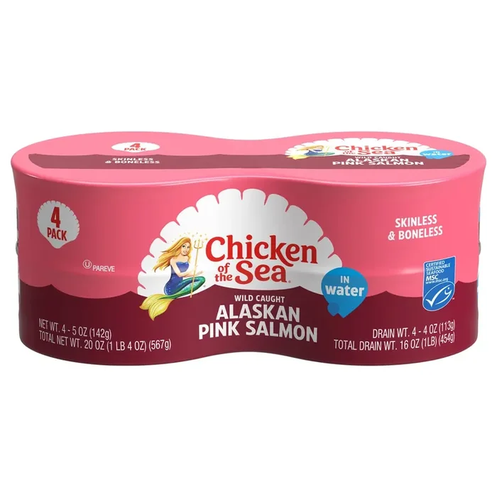 Chicken of the Sea Wild Caught Alaskan Pink Salmon, Skinless & Boneless 4 – 5 oz Cans