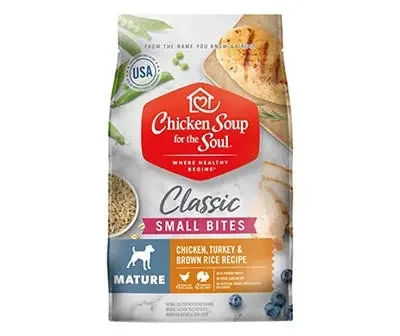 Chicken Soup for the Soul Small Bites Chicken, Turkey & Brown Rice Mature Dry Dog Food, 13.5 lbs.