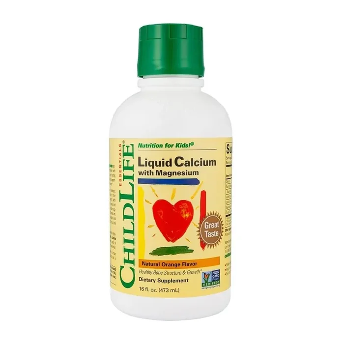 ChildLife Essentials Orange Flavor Calcium With Magnesium Liquid Dietary Supplement