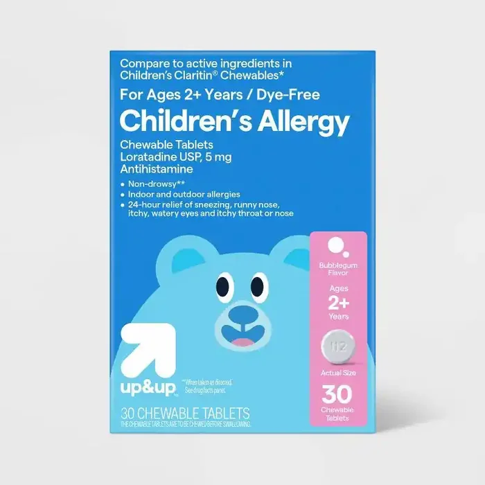 Children‘s Dye-Free Loratadine Allergy Relief Chewable Tablets – Bubblegum – 30ct – up&up™