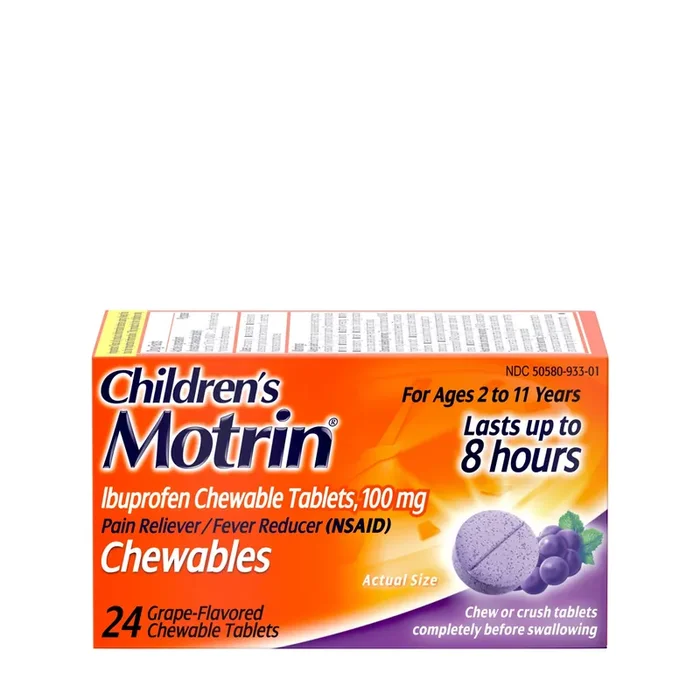 Children‘s Motrin Ibuprofen Chewable Tablets, Grape, 24 ct