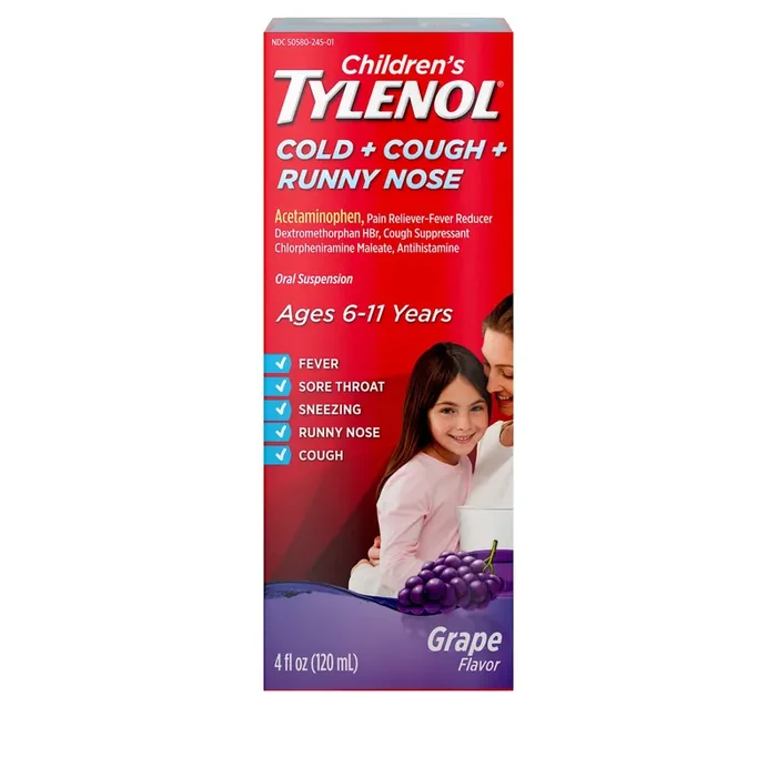 Children‘s Tylenol Cold + Cough + Runny Nose Medicine, Grape, 4 fl. oz