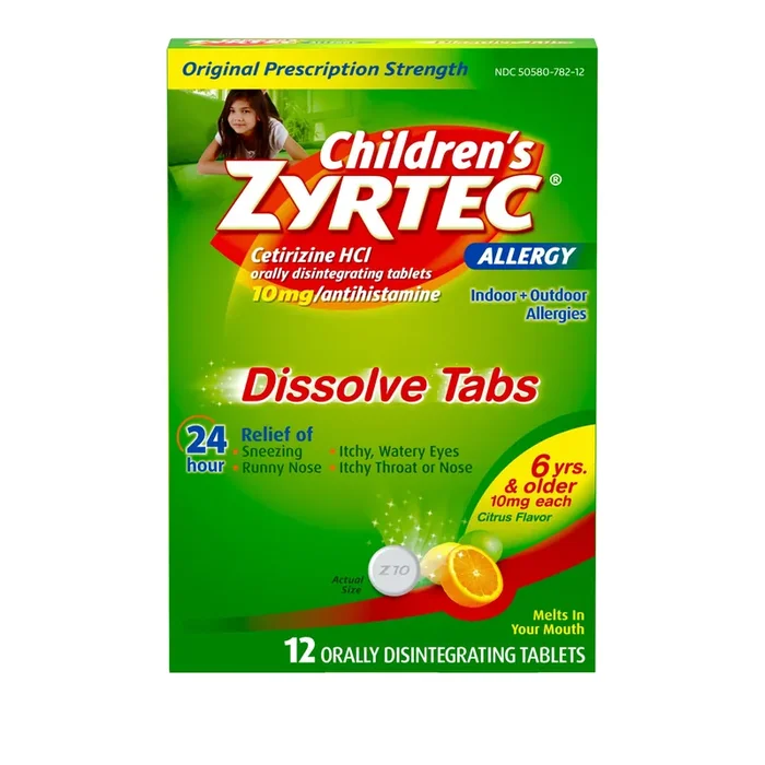 Children‘s Zyrtec 24 Hr Allergy Relief Dissolve Tablets, Citrus, 12 ct