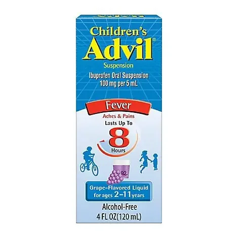 Childrens Advil Suspension Grape Flavor Ibuprofen Fever Reducer/pain Reliever- 4 Fl. Oz.
