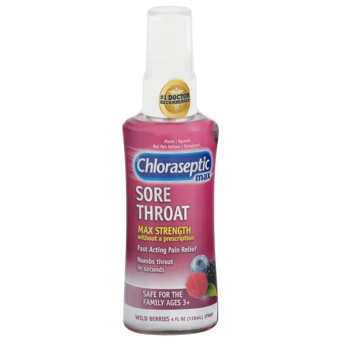 Chloraseptic Max Strength Sore Throat Spray, Wild Berries Flavor Throat Remedy, 4 fl oz