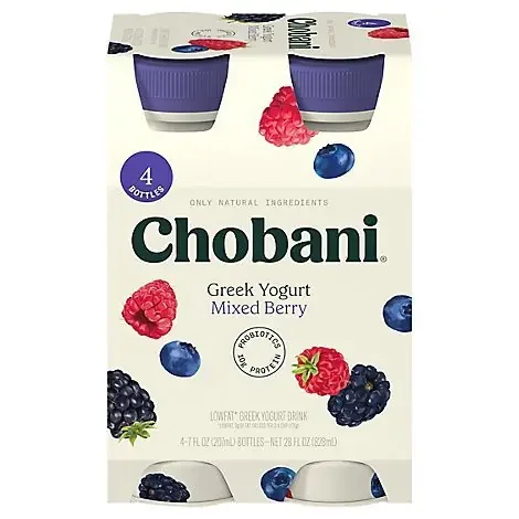 Chobani Lowfat Greek Yogurt Drink Mixed Berry – 4-7 Fl. Oz.
