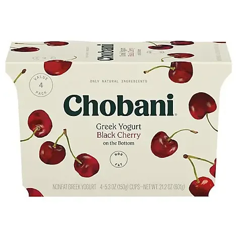 Chobani Non-Fat Black Cherry On The Bottom Greek Yogurt – 4-5.3 Oz